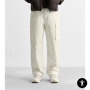 Zara Men's Cream Cargo Pants